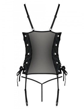 Соблазнительный корсет + стринги Passion MALWIA CORSET black, Цвет: черный, Размеры: 6XL/7XL, изображение 4