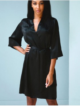 Черный шелковый халат Mia-Mia VANDA 15183, Цвет: черный, Размеры: L