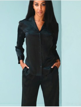 Черная пижама из натурального шелка Mia-Mia VANDA 15186, Цвет: черный, Размеры: S