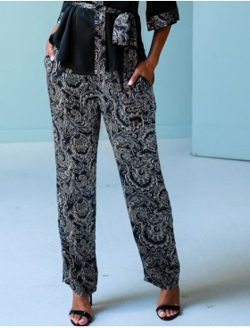 Пижама шелковая с принтом Mia-Mia VANDA 15188, Цвет: черный, Размеры: XL, изображение 5