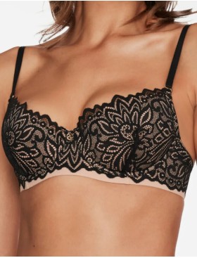Бюстгальтер балконет пуш-ап Esotiq TROPHY 40341 черный+бежевый, Цвет: черный+бежевый, Размеры: 75E
