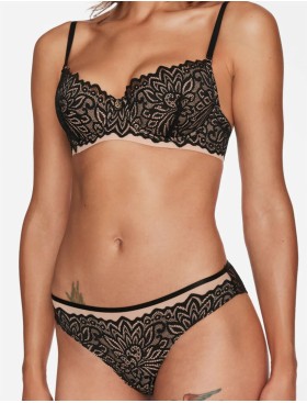 Бюстгальтер балконет пуш-ап Esotiq TROPHY 40341 черный+бежевый, Цвет: черный+бежевый, Размеры: 75E, изображение 2