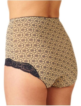 Комплект высоких трусов слипов Key LPM 753 B22 (2 шт), Цвет: бежевый+черный, Размеры: M, изображение 3