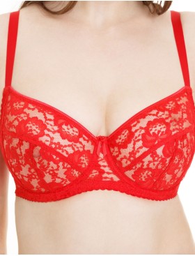 Бюстгальтер с мягкими кружевными чашками Lina A 6010 красный, Цвет: красный, Размеры: 85F