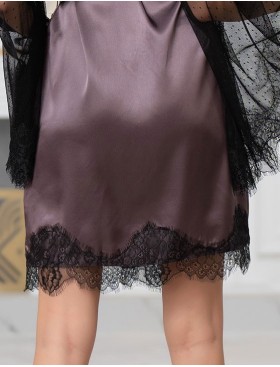 Халат из натурального шелка с кружевом Mia-Amore WINDSOR 3883 баклажан, Цвет: баклажан, Размеры: L/XL, изображение 6