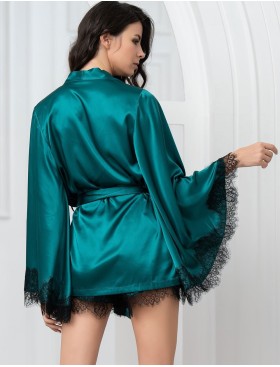 Комплект-тройка из натурального шелка с кружевом Mia-Amore WINDSOR 3885 изумруд, Цвет: изумруд, Размеры: XL, изображение 3