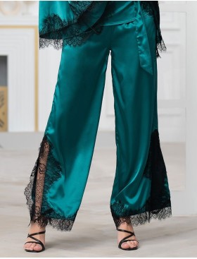 Пижама из натурального шелка с кружевом Mia-Amore WINDSOR 3886 изумруд, Цвет: изумруд, Размеры: M, изображение 6