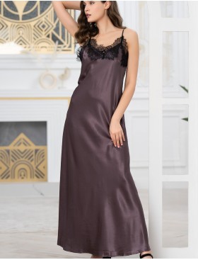 Длинная шелковая сорочка Mia-Amore WINDSOR 3888 баклажан, Цвет: баклажан, Размеры: XL