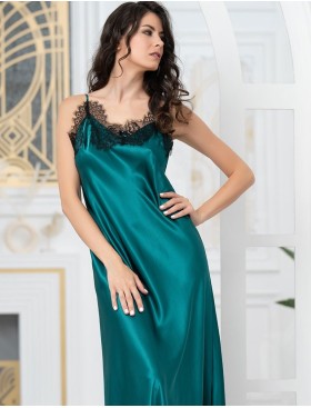 Длинная шелковая сорочка Mia-Amore WINDSOR 3888 изумруд, Цвет: изумруд, Размеры: M, изображение 3