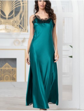 Длинная шелковая сорочка Mia-Amore WINDSOR 3888 изумруд, Цвет: изумруд, Размеры: M