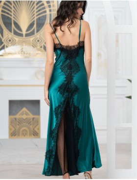 Длинная шелковая сорочка Mia-Amore WINDSOR 3888 изумруд, Цвет: изумруд, Размеры: M, изображение 2