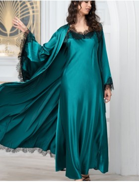 Длинная шелковая сорочка Mia-Amore WINDSOR 3888 изумруд, Цвет: изумруд, Размеры: M, изображение 5