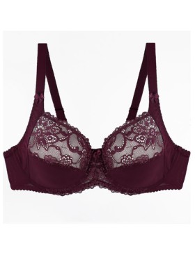Мягкий бюстгальтер с кружевом Misstyle 2504 темный виноград, Цвет: темный виноград, Размеры: 75E, изображение 2