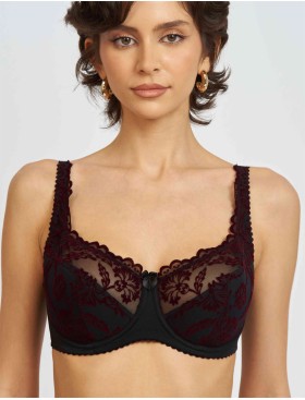 Бюстгальтер полумягкий с флок напылением Simona M 900 бархат бордо, Цвет: бархат бордо, Размеры: 75H, изображение 3