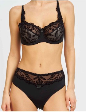 Бюстгальтер полумягкий с флок напылением Simona M 900 бархат черный / пион, Цвет: бархат черный/пион, Размеры: 75H, изображение 2