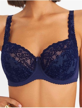 Бюстгальтер полумягкий с флок напылением Simona M 900 бархат темно-синий, Цвет: бархат темно-синий, Размеры: 75H