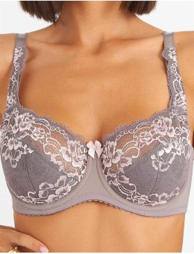 Бюстгальтер полумягкий биколор Simona M 900 серо-розовый, Цвет: серо-розовый, Размеры: 80F