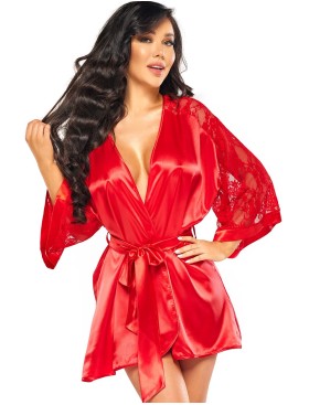 Короткий пеньюар с кружевными рукавами Beauty Night MARISSA PEIGNOIR RED, Цвет: красный, Размеры: S/M/L