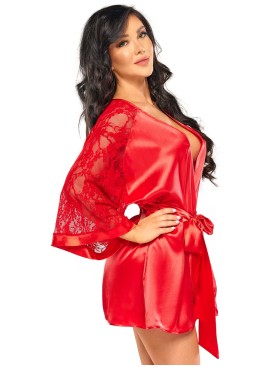 Короткий пеньюар с кружевными рукавами Beauty Night MARISSA PEIGNOIR RED, Цвет: красный, Размеры: S/M/L, изображение 3