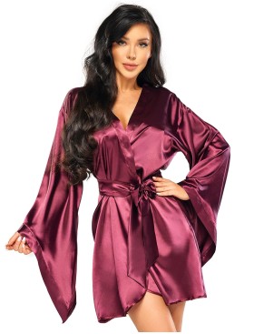 Атласный пеньюар с широкими рукавами Beauty Night SAMIRA PEIGNOIR BURGUNDY, Цвет: бордовый, Размеры: S/M/L