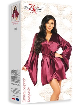 Атласный пеньюар с широкими рукавами Beauty Night SAMIRA PEIGNOIR BURGUNDY, Цвет: бордовый, Размеры: S/M/L, изображение 6