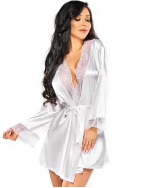 Пеньюар с кружевными вставками + трусики Beauty Night SHERIE PEIGNOIR WHITE, Цвет: белый, Размеры: S/M/L, изображение 3