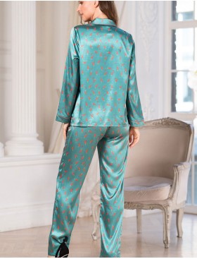 Атласная пижама с принтом Mia-Mella JULIA PEPPERS 7076 изумрудный, Цвет: изумрудный, Размеры: XS, изображение 2