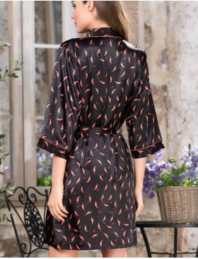 Короткий атласный халат Mia-Mella JULIA PEPPERS 7073 черный, Цвет: черный, Размеры: XS, изображение 2