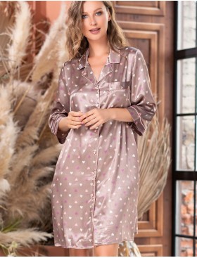 Атласная ночная рубашка Mia-Mella JULIA HEARTS 7077 латте, Цвет: кофе латте, Размеры: XS