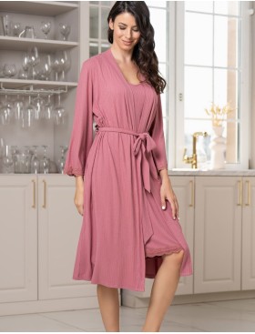 Длинный халат из трикотажной вискозы Mia-Amore LANA 1889, Цвет: какао, Размеры: 4XL/5XL