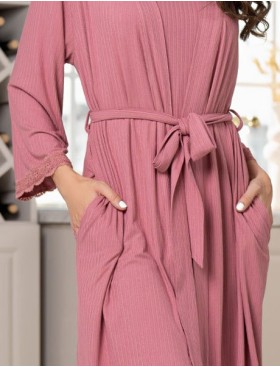 Длинный халат из трикотажной вискозы Mia-Amore LANA 1889, Цвет: какао, Размеры: 4XL/5XL, изображение 5