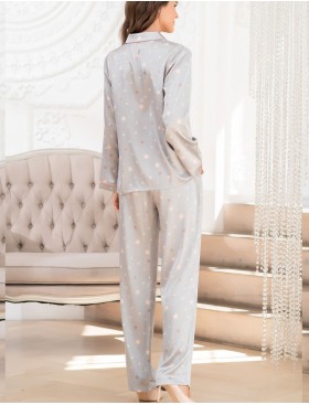Пижама атласная с принтом Mia-Mella STARS 7076 серый, Цвет: серый, Размеры: L, изображение 2