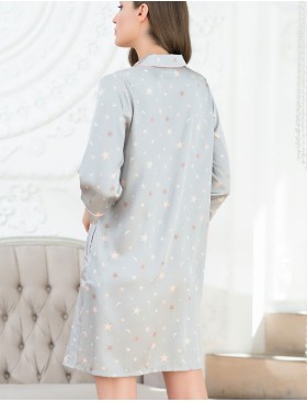 Атласная рубашка Mia-Mella STARS 7077 серый, Цвет: серый, Размеры: L, изображение 2