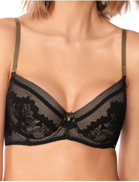 Бюстгальтер балконет съемный пуш-ап Nipplex ZARA P-UP черный, Цвет: черный, Размеры: 80C