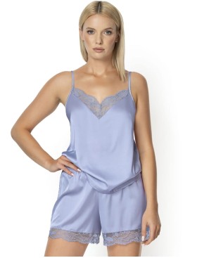 Атласная пижама топ и шорты Nipplex ZORA PAJAMAS голубой, Цвет: голубой, Размеры: L