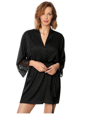 Короткий халат-кимоно из атласа Nipplex ZORA черный, Цвет: черный, Размеры: L