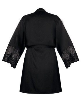 Короткий халат-кимоно из атласа Nipplex ZORA черный, Цвет: черный, Размеры: L, изображение 6