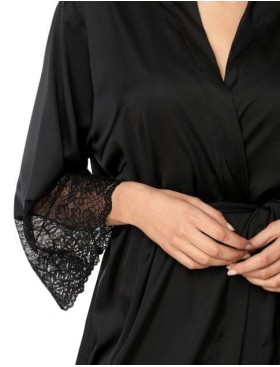 Короткий халат-кимоно из атласа Nipplex ZORA черный, Цвет: черный, Размеры: L, изображение 4