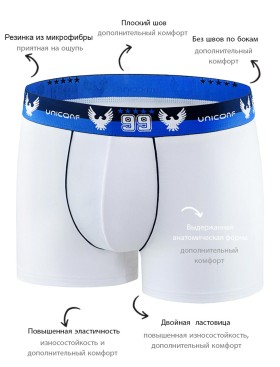 Комплект мужских боксеров UNICONF BB12 (3 шт), Цвет: белый/синий/красный, Размеры: M, изображение 3