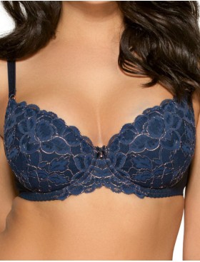 Бюстгальтер балконет пуш-ап Ava CASABELLA 1990 P-UP темно-синий, Цвет: темно-синий, Размеры: 80B