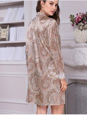 Шелковая рубашка-халат Mia-Amore CLEMENTINA 3457, Цвет: латте, Размеры: XL, изображение 2