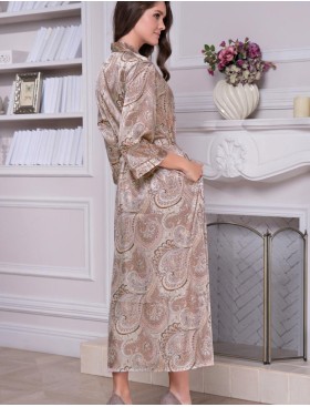 Шелковый длинный халат Mia-Amore CLEMENTINA 3459, Цвет: латте, Размеры: 2XL/3XL, изображение 2