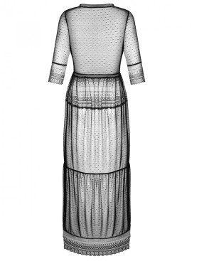 Длинный пеньюар Obsessive ESTIQUA PEIGNOIR, Цвет: черный, Размеры: XS/S, изображение 5