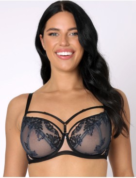 Прозрачный бюстгальтер с вышивкой Subtille KASSIOPEA BLUE soft, Цвет: темно-синий, Размеры: 65F, изображение 3