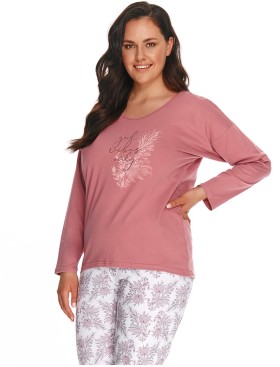 Женская пижама из хлопка Taro 2802/2803 GIORGIA пыльная роза/белый, Цвет: пыльная роза/белый, Размеры: 6XL