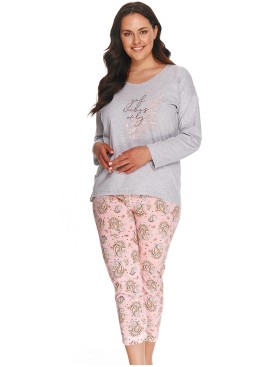 Женская пижама из хлопка Taro 2802/2803 GIORGIA серый/розовый, Цвет: серый/розовый, Размеры: 2XL, изображение 2
