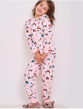 Новогодняя пижама для девочки Taro 2833/2834/2835 LAURA, Цвет: розовый, Размеры: 134