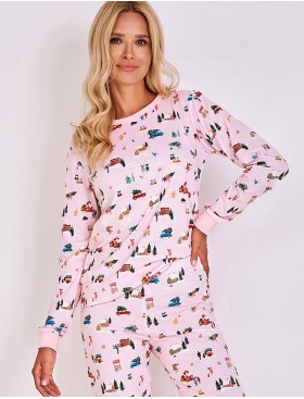 Новогодняя женская пижама Taro 2836 LAURA розовый, Цвет: розовый, Размеры: S