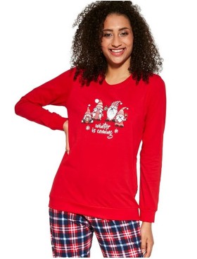 Женская пижама из хлопка Cornette 671 GNOMES, Цвет: красный/синий, Размеры: XL