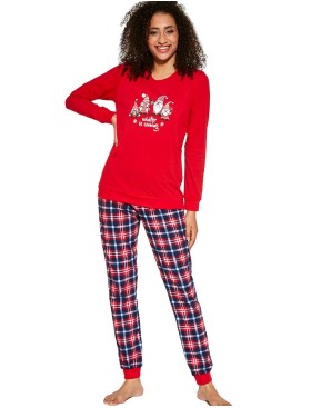 Женская пижама из хлопка Cornette 671 GNOMES, Цвет: красный/синий, Размеры: XL, изображение 2